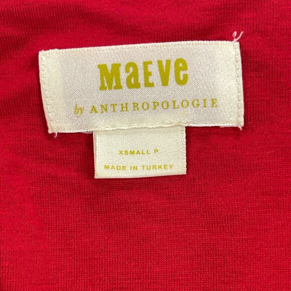 Maeve By Anthropologie Abito Barrie Sweater Dress Womens XS Petite Red Knit Wool - Picture 3 of 11